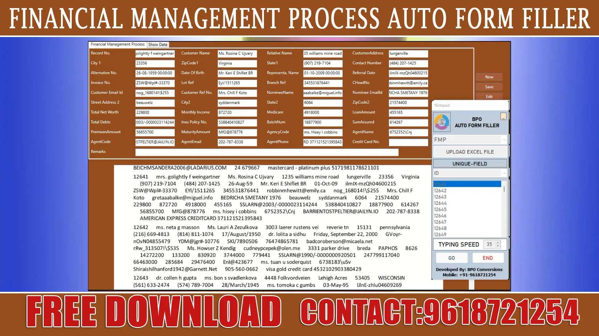 FINANCIAL MANAGEMENT PROCESS FORM FILLING AUTO TYPER SOFTWARE