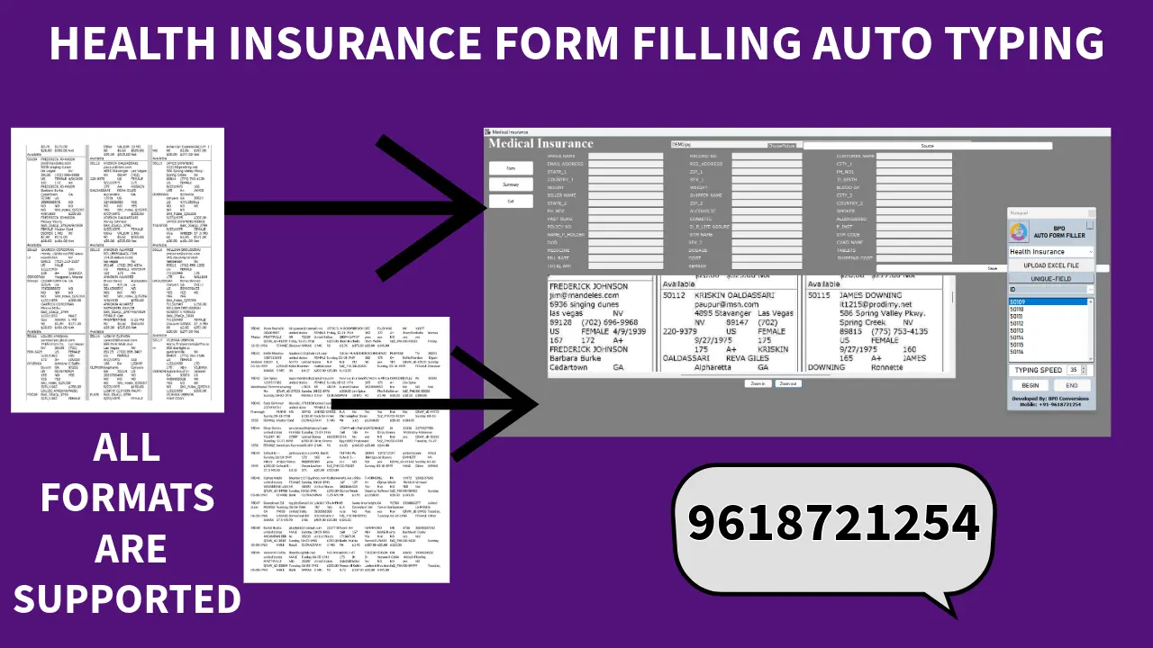 HEALTH INSURANCE FORM FILLING AUTO TYPING SOFTWARE