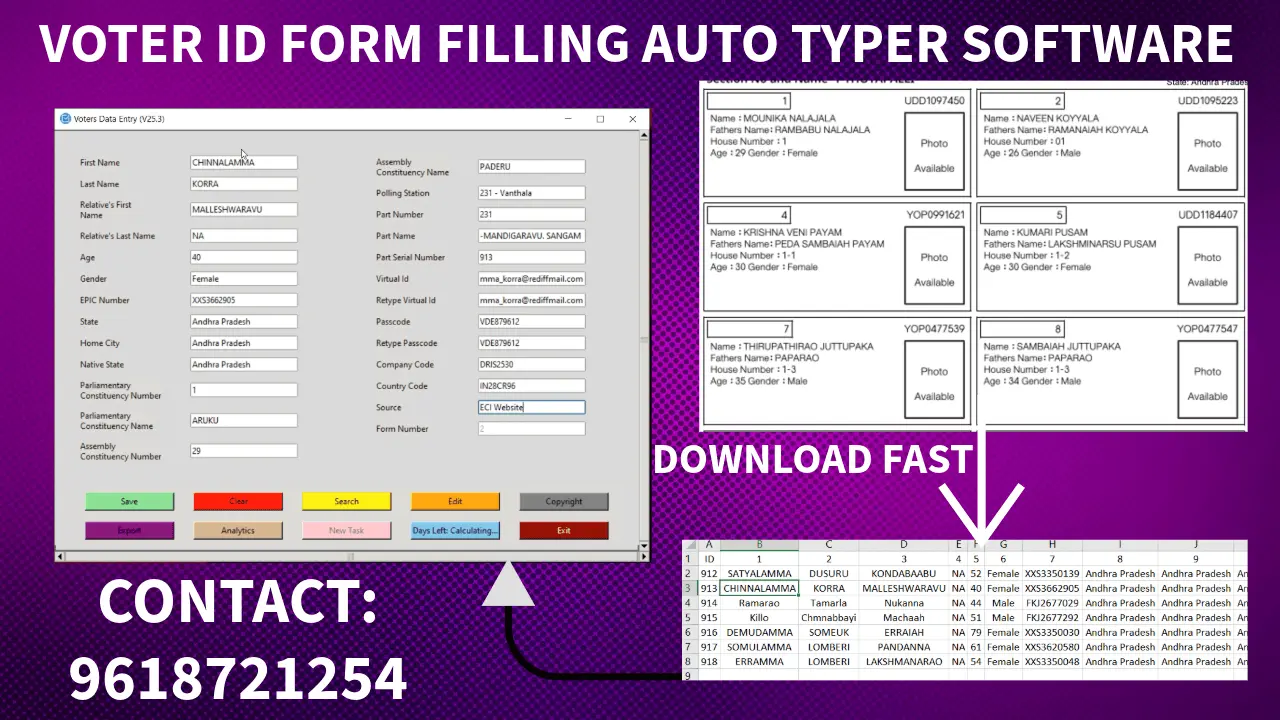 Voter ID form filling Auto Typer Software