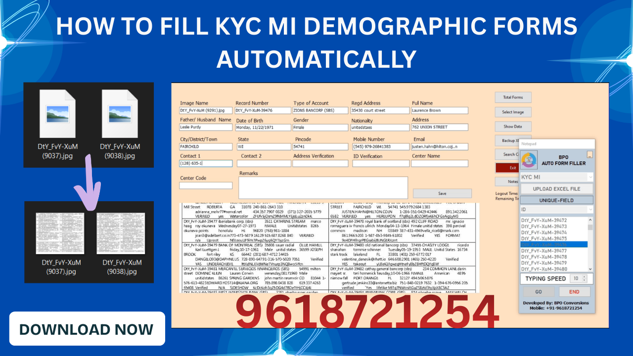 KYC MI Demography Form Filling Auto Typing Software