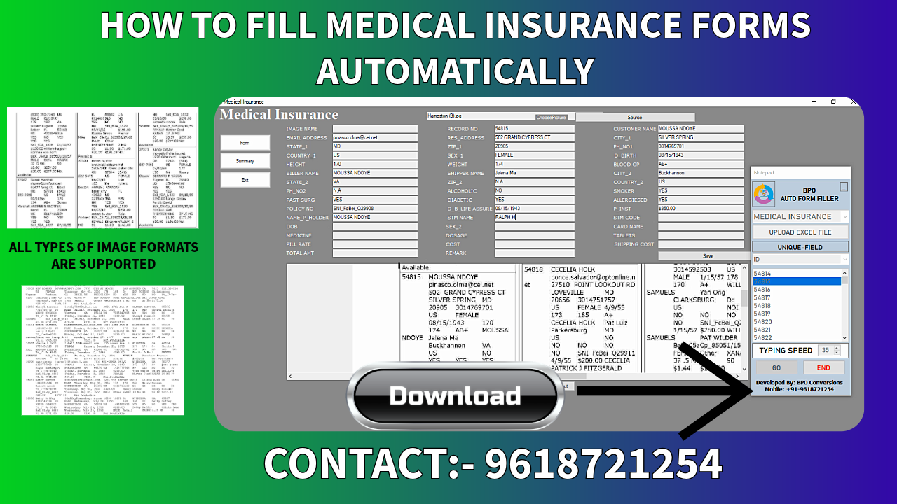 How to download Medical insurance form filling auto typer software