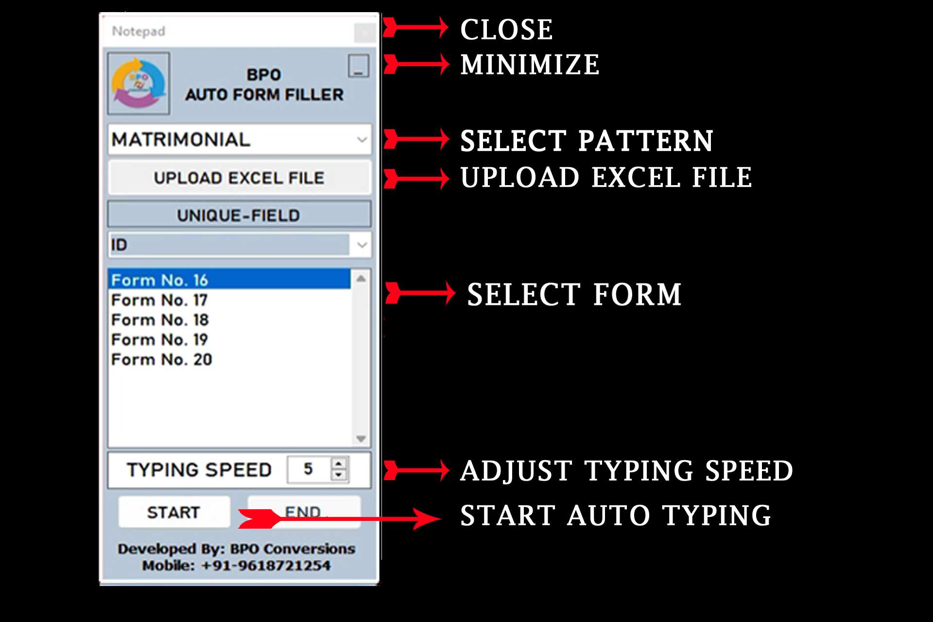 Matrimonial Form Filling Auto Typing Software